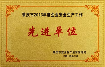 肇慶市2013年度企業(yè)安全生產(chǎn)工作先進(jìn)單位